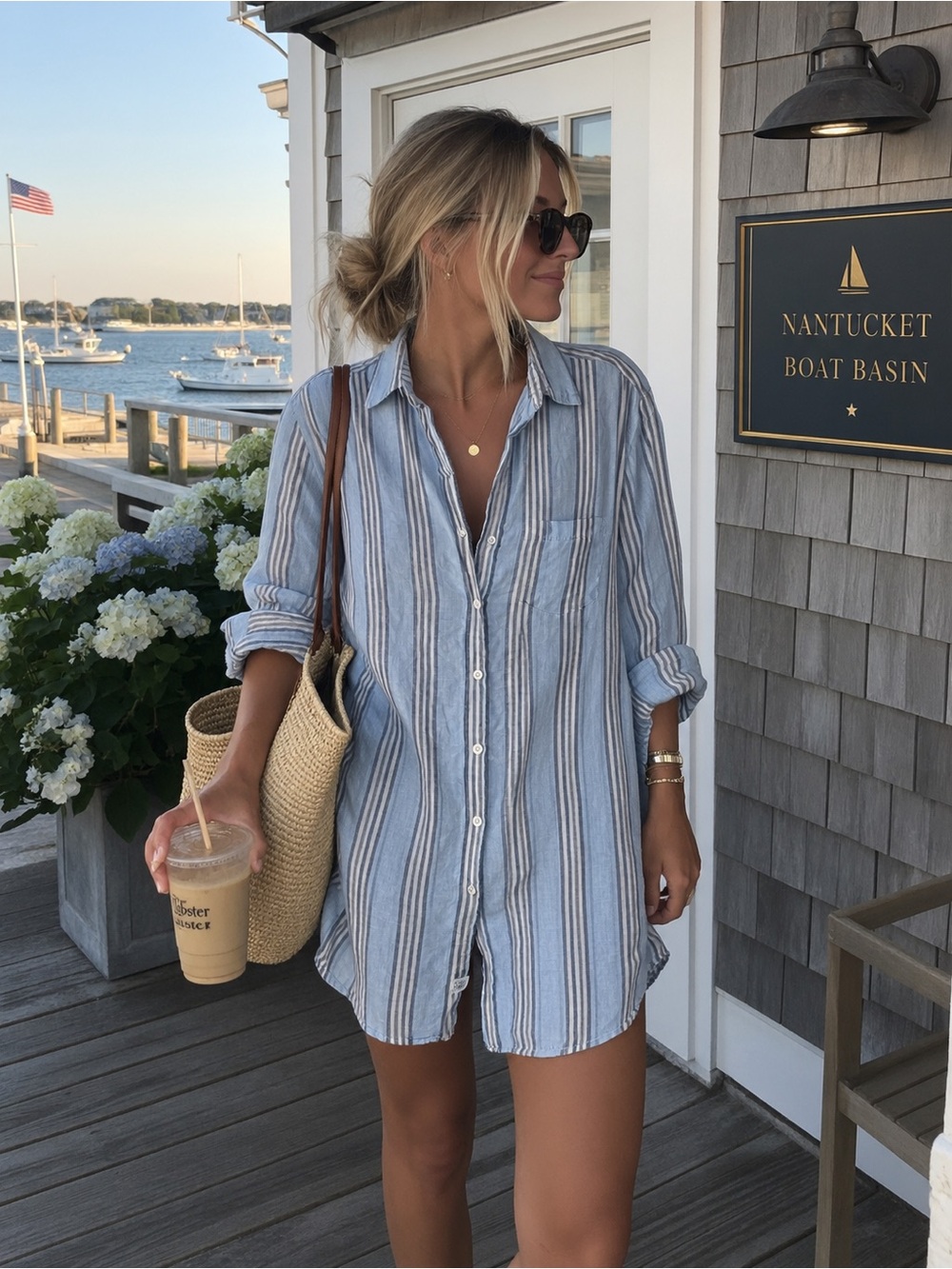 Frank & Eileen Mary classic shirt dress linen stripe